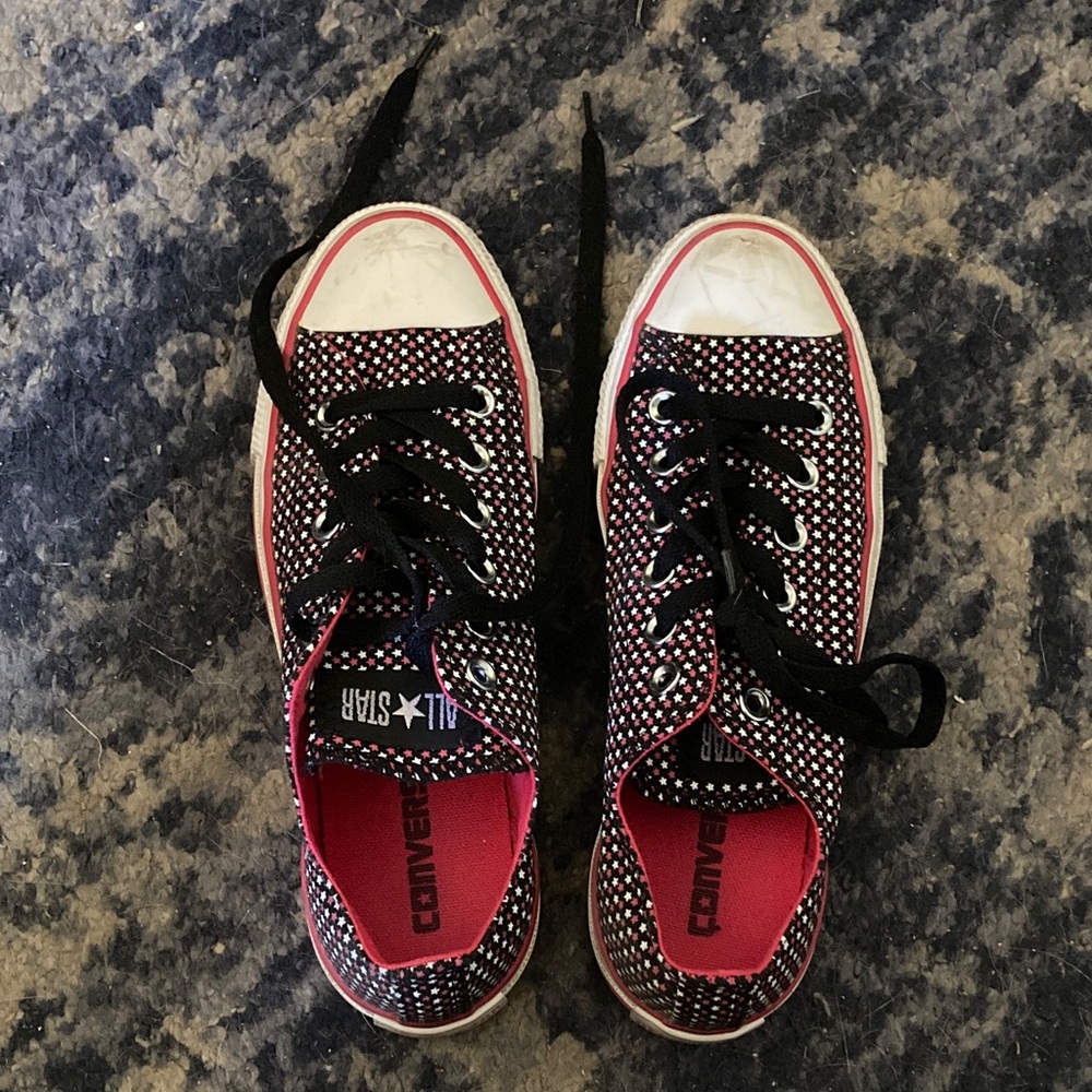 Converse Black Red White Stars Sneakers